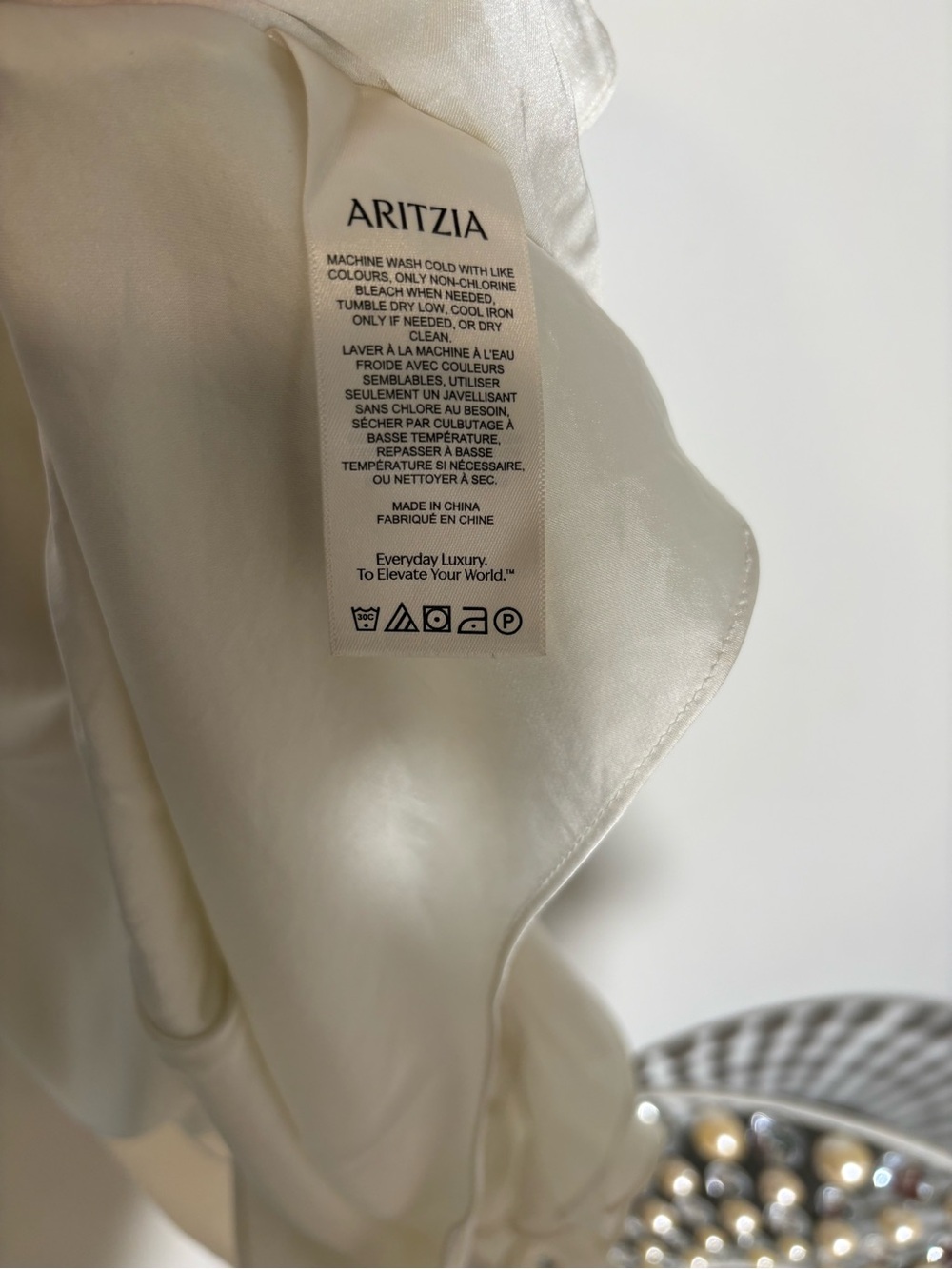 Wilfred by Aritzia Satin Ruffle Slip Dress – Ivory – Size Small - Picture 5 of 7